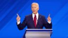 Former US vice president Joe Biden speaks during the Democratic Party presidential debate in Texas. Photograph: Ruth Fremson/The New York Times.