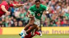 Ireland’s Bundee Aki in  action against Wales at the Aviva Stadium on September 7th. Photograph: Billy Stickland/Inpho