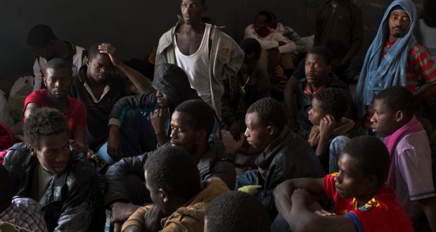 A migrant detention centre in Tripoli, Libya, in 2015.  Refugees and migrants who spoke to The Irish Times by phone were apprehensive about a move to Rwanda. Photograph: Tyler Hicks/The New York Times