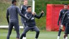 Mason Greenwood of Manchester United during first-team training. “He’s knocking on the first-team door and his appetite is growing.” Photograph: Getty Images