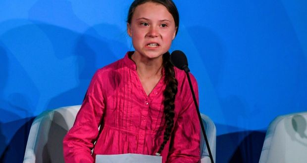  Climate activist Greta Thunberg speaks during the UN Climate Action Summit  at the United Nations Headquarters in New York City. Photograph: Timothy Clary/Getty Images