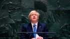 British prime minister Boris Johnson speaks during the 74th session of the United Nations General Assembly in New York City on Tuesday. Photograph: Johannes Eisele/AFP/Getty Images