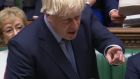 British prime minister Boris Johnson points his finger during fractious exchanges on Wednesday.   Photograph:  House of Commons/PA Wire