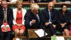 UK prime minister Boris Johnson gesturing while answering questions on the proroguing of parliament. Photograph: Jessica Taylor / Getty Images