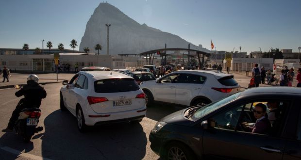 The border crossing between Spain and Gibraltar.
