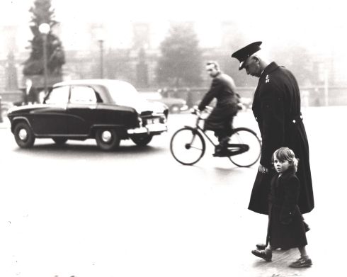 A garda with a lost child in Dublin.