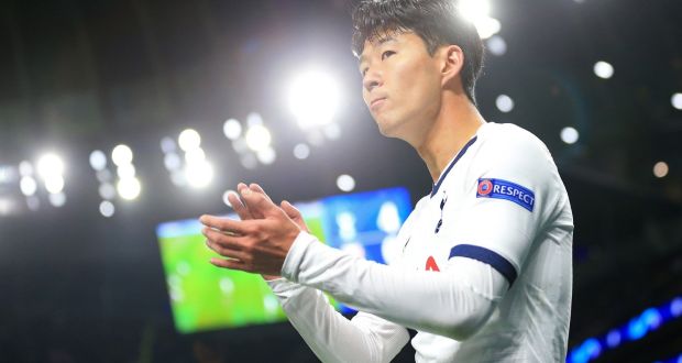 Tottenham Hotspur’s Heung-Min Son leaves the pitch after being subbed off during the Champions League clash with Red Star Belgrade. Photo: Stephen Pond/Getty Images