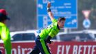 Ireland opening bowler Mark Adair in action during the T20 World Cup Qualifier against Jersey in Abu Dhabi. Photograph: ICC