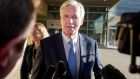  The EU’s chief Brexit negotiator Michel Barnier leaving the European Commission in Brussels for a meeting with EU27 ambassadors to discuss an extension to the Brexit deadline. Photograph: EPA/Stephanie Lecocq