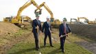  An Taoiseach Leo Varadkar  and Minister for Transport Tourism and Sport, Shane Ross perform the official sod-turning for Dublin Airport’s new North Runway project, along with DAA chief executive Dalton Philips. Photograph: Dara Mac Dónaill / The Irish Times