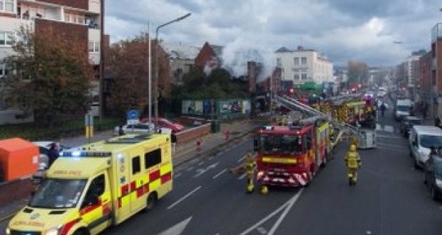 Ambulance and fire crews deal with a fire at a property on Clanbrassil Street, Dublin. Photograph: Dublin Fire Brigade