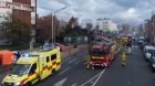 Ambulance and fire crews deal with a fire at a property on Clanbrassil Street, Dublin. Photograph: Dublin Fire Brigade