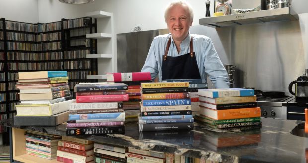 Gerry Godley, at home with his cookbooks, in Rialto, Dublin. ‘In a world full of fads, blow-ins and opportunists, my fondness for Rick Stein remains undimmed.’ Photograph: Dara Mac Dónaill 