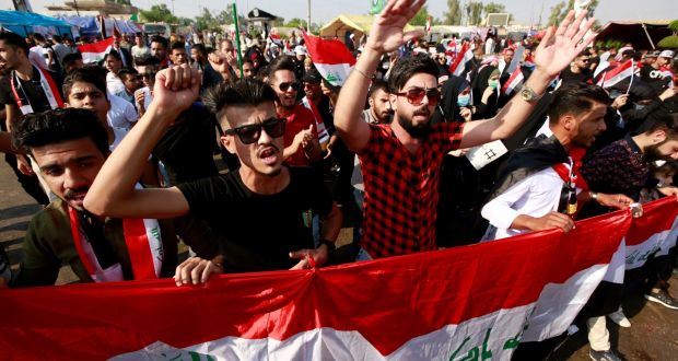 Demonstrators take part in anti-government protests in Najaf, Iraq, on October 31st, 2019. Photograph: Alaa al-Marjani/Reuters