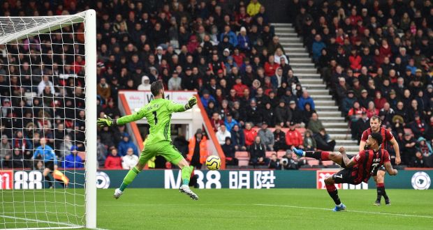 Bournemouth’s Joshua King scores the opening goal against Manchester United during the Premier League clash. Photo: Glyn Kirk/Getty Images