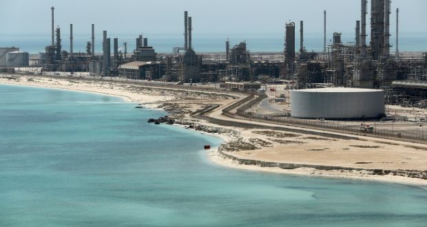   Saudi Aramco’s Ras Tanura oil refinery and   terminal in Saudi Arabia.  Photograph: Ahmed Jadallah/Reuters