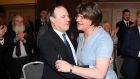 DUP deputy leader Nigel Dodds embraces party leader Arlene Foster during the DUP’s recent annual conference. The North Belfast seat held by Dodds is likely to come under pressure due to a pro-remain election pact. Photograph: Michael Cooper/PA Wire. 