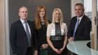 Donal Kellegher, Amy Lee and Helena Kelleher with  Quintain Ireland managing partner Michael Hynes. Photograph: Conor McCabe Photography