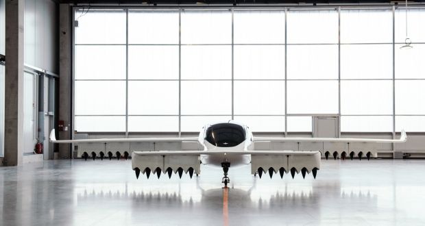 The Lilium prototype flying taxi in a hangar in Wessling, Germany. Photograph: Felix Schmitt/The New York Times