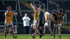 Clontibret’s Conor McManus celebrates at the final whistle  after the Ulster quarter-final victory over famed Armagh kingpins Crossmaglen. Photograph: Ryan Byrne/Inpho 