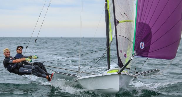  Seafra Guilfoyle (left) and Ryan Seaton are one of two Irish skiff teams contesting the 49er World Championships in New Zealand next month where a Tokyo Olympic berth for Ireland is available. Photograph: David O’Brien