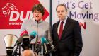 DUP’s leader Arlene Foster with Nigel Dodds, who won  21,240 votes in the Westminster election in 2017, with John Finucane (SF) at 19,159.   Photograph: Liam McBurney/PA Wire 
