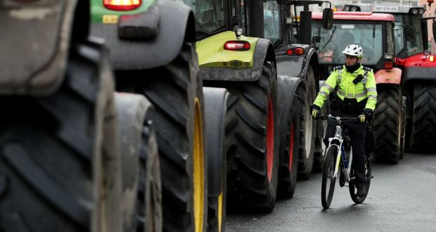 Many of the tractors in the farmers’ protest in Dublin on Wednesday were said to be those of farming contractors who provide machinery. Photograph: Brian Lawless/PA Wire