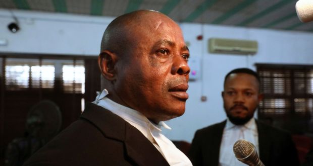 Barrister Eboseremen, prosecuting lawyer in homosexuality case against 47 men arrested last year, at the Federal High Court in Lagos, Nigeria. Photograph: Temilade Adelaja/Reuters