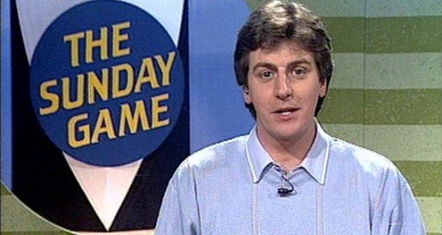 Michael Lyster presenting The Sunday Game in 1990. The broadcaster spent 35 years fronting the live programme. 