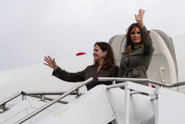 When Karen Pence and Melania Trump travel together, the first lady has been known to seat the second lady with ‘staff hoi polloi’, Kate Bennett reports. Photograph: Nicholas Kamm/AFP/Getty