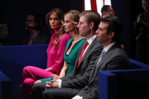 Was Melania Trump’s pussy-bow blouse intended as a response to the release of the Access Hollywood tape? Photograph: Doug Mills/NYT