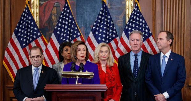 Speaker of the House Nancy Pelosi and others:  a pre-Christmas impeachment vote is almost certain. Photograph: Shawn Thew