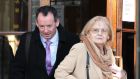 Ethel Watkins, grandmother of Ella Watkins of Esker Glebe, Lucan, Co Dublin pictured leaving court with solicitor, Fintan Lawlor after the case   was settled. Photograph: Collins Courts