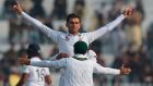 16-year-old Shaheen Shah took two wickets as Test match cricket returned to Pakistan. Photograph: Aamir Qureshi/Getty/AFP