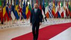 European Council President Charles Michel arrives at a meeting of the EU27 leaders on Thursday. Photograph: Julien Warnand/EPA. 