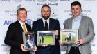  Shane Lowry with the Professional Player of the Year award for 2019 award, with Des Smyth with the award for Distinguished Services to Golf, and James Sugrue with the Men’s Amateur of the Year Award. Photograph: Matt Browne/Sportsfile