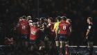 A fight breaks out between Saracens and Munster players in the 50th minute during the European Rugby Champions Cup pool match at Allianz Park, Barnet.  Photograph:  Adam Davy/PA Wire. 