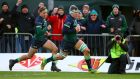 Robin Copeland sprints over to score Connacht’s late  match-winning try  against Gloucester at the Sportsground. Photograph: James Crombie/Inpho