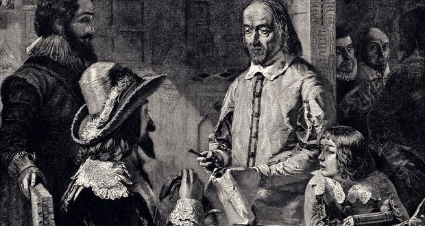 William Harvey demonstrating the circulation of the blood. Photograph: Getty