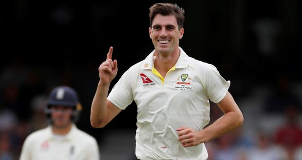  Australia’s Pat Cummins celebrates during a match against England in the 2019 Ashes, in London. File photograph: Action Images via Reuters/Paul Childs