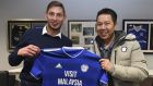  Emiliano Sala and Cardiff City chief executive Ken Choo on January 18th, 2019, in Cardiff, Wales. Photograph: Cardiff City FC/Getty Images