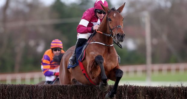 Battleoverdoyen with Davy Russell en route to winning Neville Hotels Novice Steeplechase at Leopardstown on Sunday. Photograph: Bryan Keane/Inpho