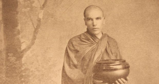 U Dhammaloka dressed in the traditional attire of a Burmese monk in 1902. Photograph: The Buddhist Society 