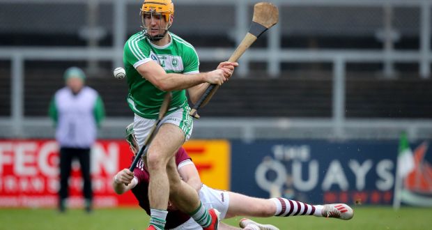 Ballyhale Shamrocks’ Colin Fennelly scores the first of his two goals during the AIB All-Ireland Senior Club  Hurling Championship semi-final at Páirc Esler in  Newry. Photograph: Ryan Byrne/Inpho
