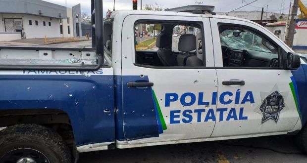 A view of a police vehicle  in Nuevo Laredo,  Mexico. A 13-year-old girl has been killed in an attack on a family south of the city. File photograph: STR/EPA