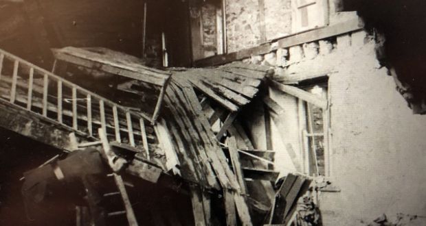 Surveying the damage after a raid on the RIC barracks in Ballytrain, Co Monaghan, on February 15th, 1920. Eoin O’Duffy praised the RIC men’s courage. Before withdrawing, the raiders left bandages for the injured, having failed to find a doctor.