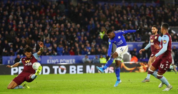Kelechi Iheanacho of Leicester City equalises against Aston Villa during their Carabao Cup semi-final clash. Photo: Catherine Ivill/Getty Images