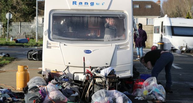 Traveller families in Clondalkin who have been living on an unauthorised site in Balgaddy have been ordered to leave.  Photograph:  Nick Bradshaw / The Irish Times