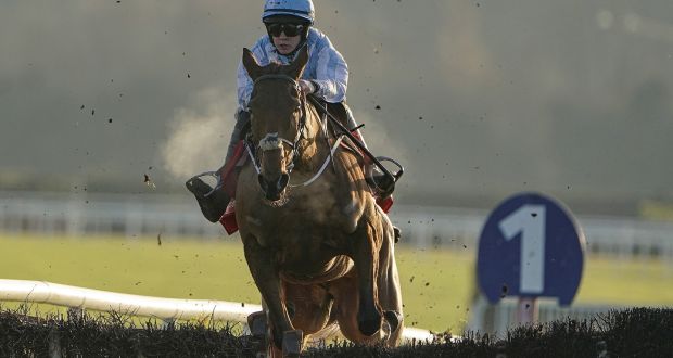 Rachael Blackmore riding Honeysuckle clear the last to win The baroneracing.com Hatton’s Grace Hurdle at Fairyhouse in December. Photograph:  Alan Crowhurst/Getty Images