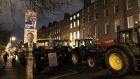 The farmers parked their tractors around Merrion Square and St Stephen’s Green overnight and on Thursday morning. Photograph: Sarah Burns